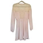 Candie's Candie’s Light Pink Long Sleeve Button Down Sheer Lace Peasant Mini Dress Small Photo 5