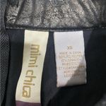 Mimi Chica  Black Cracked Faux‎ Leather Laser Fit Flare Mini Skirt Sz XS Photo 2