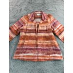 Chico's  Linen Blend Striped Open Front Blazer Jacket Women Size S Orange Purple Photo 2