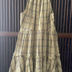 Moon River XS plaid check tiered ruffle midi dress yellow black Photo 0