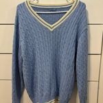 Brandy Melville John Galt Blue & White Cable Knit Sweater Photo 0