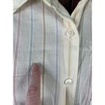 Liz Claiborne button down Liz Sport striped pastel cream pink green purple Photo 2