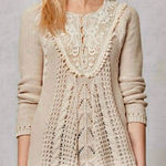 Anthropologie Angel of the North  Lace Crochet Cable Knit Boho Sweater Cardigan S Photo 0
