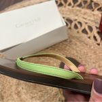 Garnet Hill  Size 9 M Women Sandal Flip Flop Green Leather NIB Photo 2