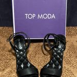Top Moda Quilted Black Strappy Chunky Heels  Size 8 1/2 Photo 0