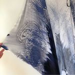 Soft Surroundings Cardigan Open Front Lightweight Paisley Tie Dye Blue White OS Photo 3