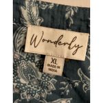 Wonderly  Women's XL Blue Floral Print‎ Short Sleeve Button Up Blouse Top Photo 2