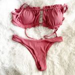 Boutique Ribbed 2-pc Swimsuit Swimwear Muted Raspberry Pink Bikini Matching Swim | Large Photo 3