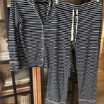 J.Crew Pajamas set long sleeve top shirt button down pants striped navy cotton Photo 0