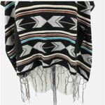 Double Zero  Turtleneck Fringe Poncho Size M Boho Southwest Pockets Western Photo 3
