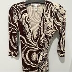 Diane Von Furstenberg  Julian Silk Wrap Dress in Brown & Cream Abstract - size 2 Photo 3