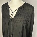 Tularosa Black Silver Embellished Beaded Detail Tassel Tie Women's Blouse XS Photo 2