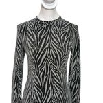 AllSaints Amaya Metallic Bodycon Dress Silver Zebra Women’s Size 8 Mini Photo 3