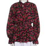 Dolce & Gabbana Authentic Rose Floral Silk AOP Blouse Shirt Top Ruffle Detail S Photo 13