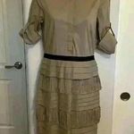 BCBGMAXAZRIA 𝅺 Brown Ruffle with 3/4 Long Sleeves Dress Photo 0