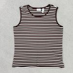 Covington Striped Ribbed Knit Tank Top Brown White Medium Stretchy Photo 9