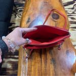 EXPRESS Red Leather Shoulder Bag with Chain Strap Photo 3