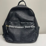 Juicy Couture Pleather Backpack Black Logo Zippers Pockets New without Tags Photo 0