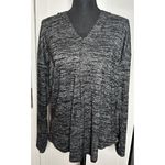 Tahari  Hoodie Sweatshirt Womens Medium Top‎ Long Sleeve Gray Black Photo 5