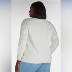 Terra & Sky  Womens Plus V-Neck Ivory  Pointelle Knit Sweater Size 5X New Photo 3