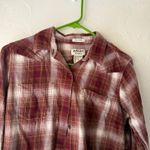 Ariat Real Western Burgundy White Plaid Relaxed Fit Cotton Long Sleeve Shirt S Photo 1