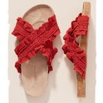 Anthropologie  Bianca Ruffled Slide Sandals in‎ Red Size 8 Photo 8