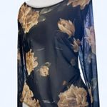 Black Floral Mesh Long Sleeve Bodysuit L In Style Size L Photo 0