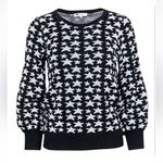 Parker  Beven Black Metallic Silver Star Print Balloon Slv Sweater XS Photo 0