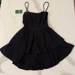 Halara  NWT Backless Tie Back Tiered Ruffle Flowy Mini Dress Women's Medium Black Photo 0