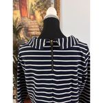 Talbots  Women Shift Strip dress Size L 3/4 Sleeve 1/4 Zipper Back Collared Photo 5