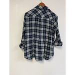 Kut From The Kloth Shirt Womens Large Blue Plaid Button Up Snap Long Sleeve Photo 2