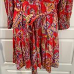 Gilner Farrar paisley mini dress small Red Photo 2
