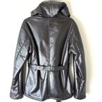 wilson's leather  Brown Leather Women’s Tie Waist Hooded Coat Jacket Size Medium Photo 4