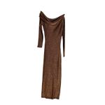 Significant Other Liliana Brown Bronze Metallic Long Sleeve Draped Column Gown 2 Photo 5