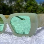 Thick Frame Marble Pastel Green Trasparent Lens Sunglasses Photo 1