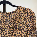 Leopard Peplum Blouse Long Sleeve Boho Chic Flowy Tiered Hem Top Women’s Small Brown Photo 11