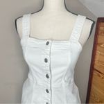 Madewell  Denim Button Front Square Neck Mini Dress in Tile White 0 NF931 Jean Photo 3