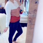 kim rogers  orange striped knit sweater size small Photo 2