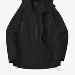 Avogue Rain coat women’s full zip hoodie long sleeved pockets Black Size M Photo 0