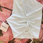 superdown revolve white one shoulder lace up tie crop top Photo 5