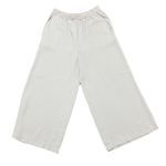 Stradivarius  Women’s Beige Wide Leg Cropped Pants L Crinkle Gauze Boho Coastal Photo 1