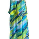 Calvin Klein NWT Spaghetti Strap Maxi Dress Blue/ Green Size 6 ruffled layer Photo 0