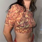 Urban Outfitters Orange Snake Print Mesh Crop Top Photo 3