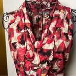 Classiques Entier  y2k silk Red and Black Floral  ruffle sleeveless Blouse size M Photo 3