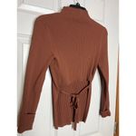 Babaton  x Aritizia Chocolate Brown Ribbed Shirt with Open Tie Back Small Photo 2