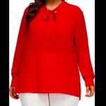 Hanna Nikole Elegant Red Mock neck bow tie Women's Blouse Size 18W Photo 13