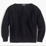J.Crew Point Sur Black Cotton Pointelle Knit Drop Shoulder Sweater Size XS Photo 0