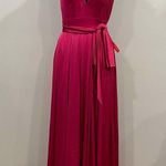 Mac Duggal 26531 Pleated Charmeuse Halter Gown Belted Formal Magenta Halter Photo 2