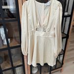 Hello Molly shining spotlight mini dress long sleeve butter yellow silky cutout Photo 9