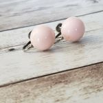 Vintage Screw On Earrings Light Pink Domed Circle Photo 1